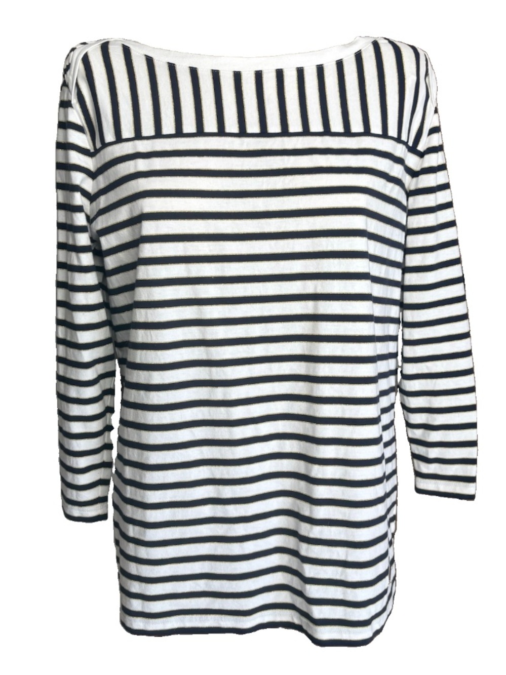 Jones New York Metallic Striped Boatneck Tee